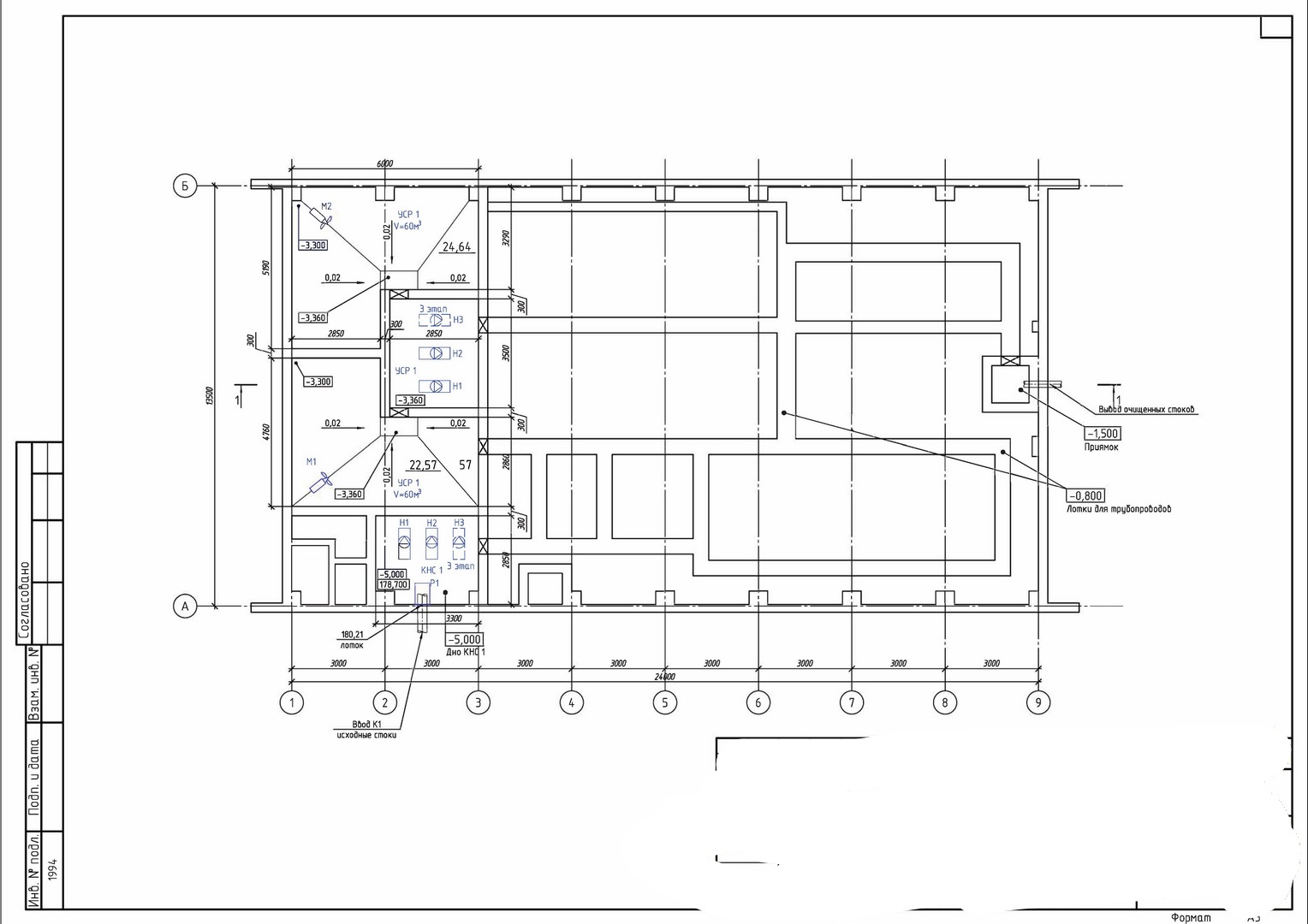 План расположения технологического оборудования (-1 этаж)
